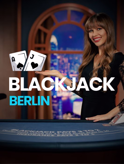 Croupière en robe noire à une table de blackjack, jeu en direct Blackjack Berlin